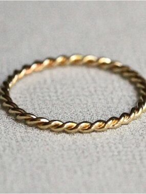 Hand Twisted Cable Rope Wedding Band Unique Stack-able Ring